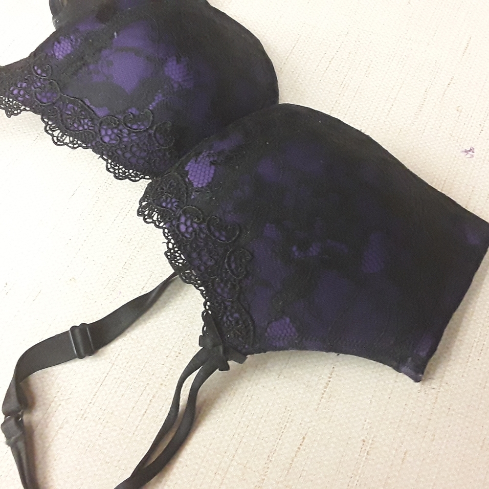 Cacique Purple Black Lace Bra 40DD
